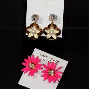 Lot 2 New Pairs Kate Spade Floral Earrings Bundle. Window Seat Bouquet & 14K GF